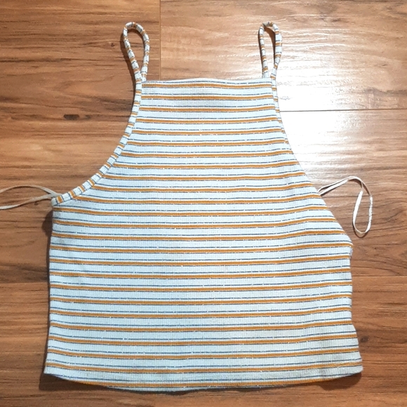 Striped high neck crop top tank - Picture 1 of 3